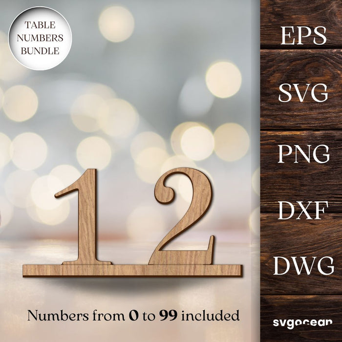 Wooden Wedding Table Numbers SVG - Svg Ocean