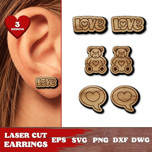 Valentines Day Laser Cut Earrings - svgocean