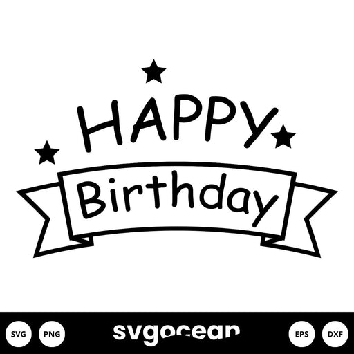 Happy Birthday Banner Svg - Svg Ocean