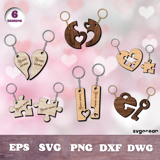 Valentines Couple Keychain Digital file for Laser Cutter - svgocean