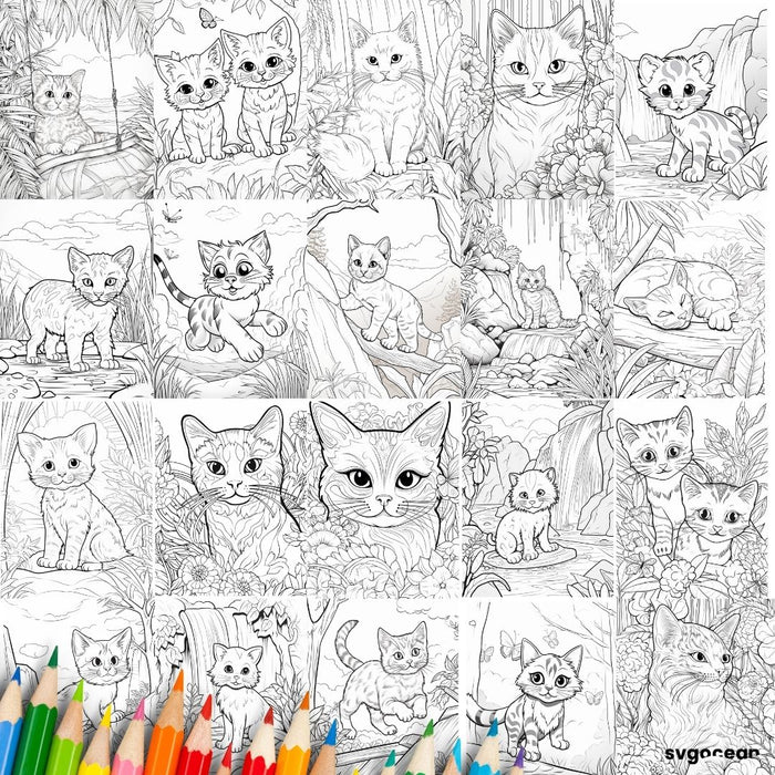 Cute Cats Coloring Book - SVG Ocean