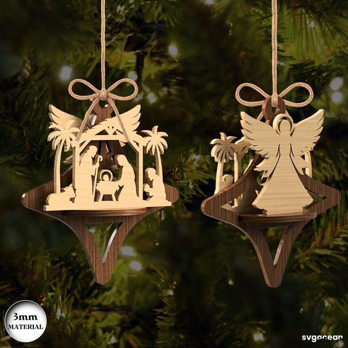 3D Nativity Scene Ornaments Bundle - Svg Ocean