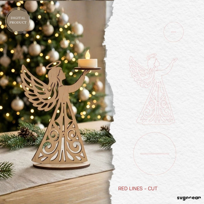 Christmas Angel Candle Holders SVG Bundle - Svg Ocean