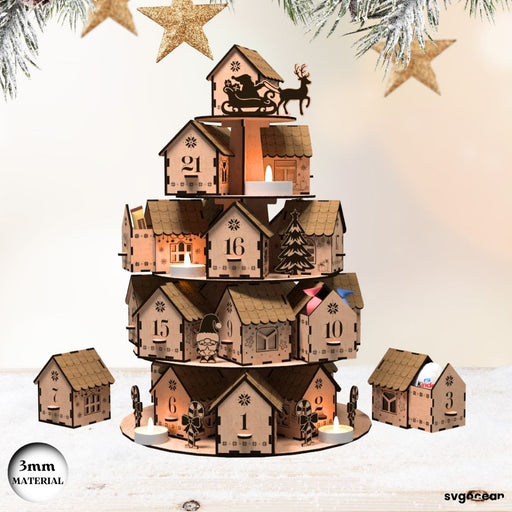 Christmas Advent Calendar Village SVG - Svg Ocean