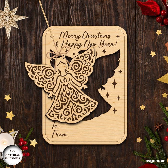 Christmas Card Angel Ornament Bundle - Svg Ocean