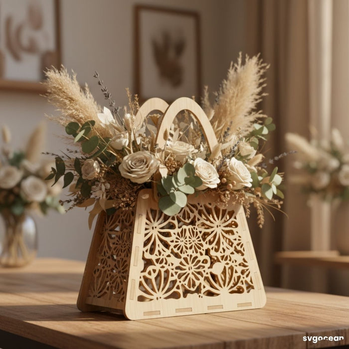 3D Flower Basket Laser Cut Bundle - Svg Ocean