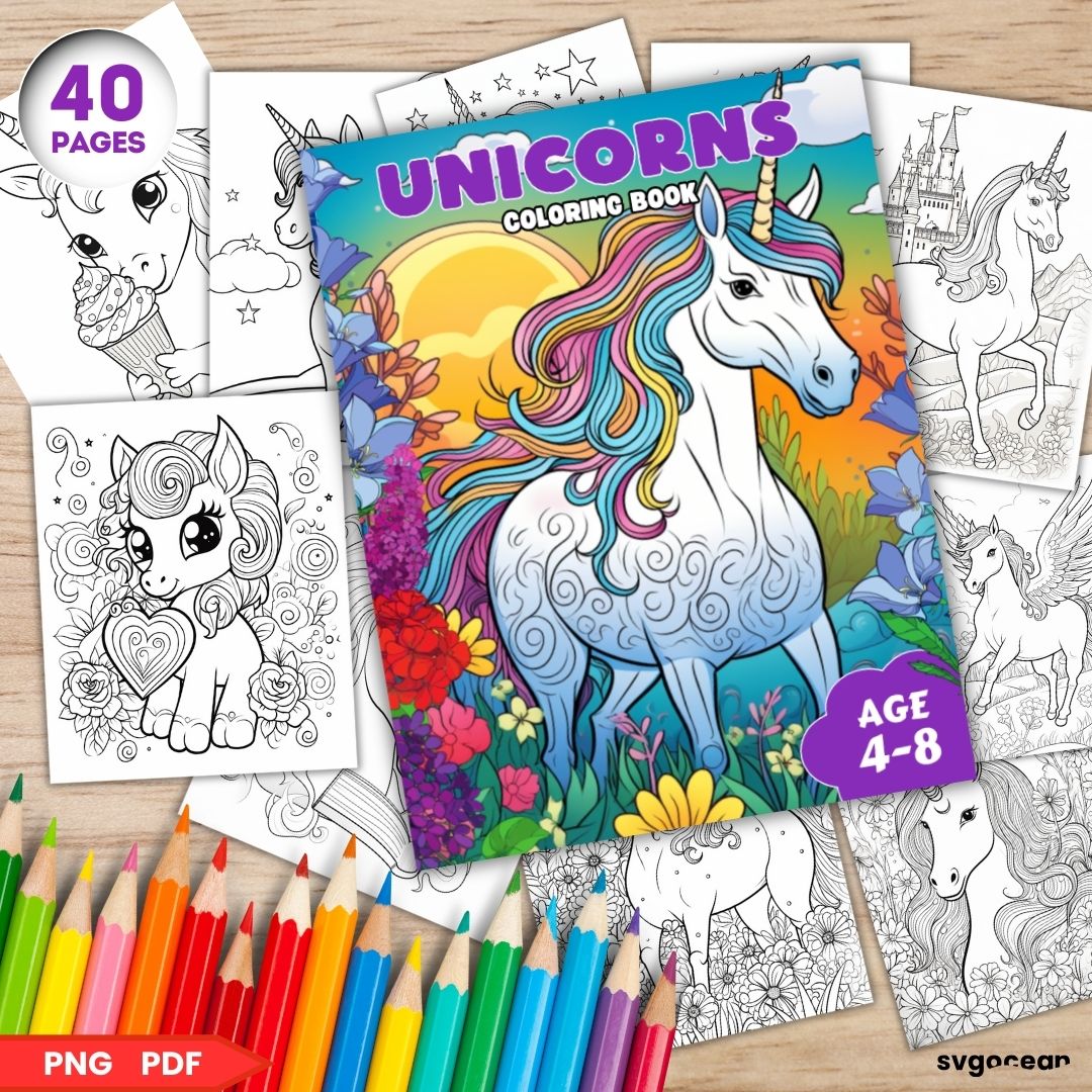 Unicorn Coloring Book: For Kids Ages 4-8 drawing and coloring book