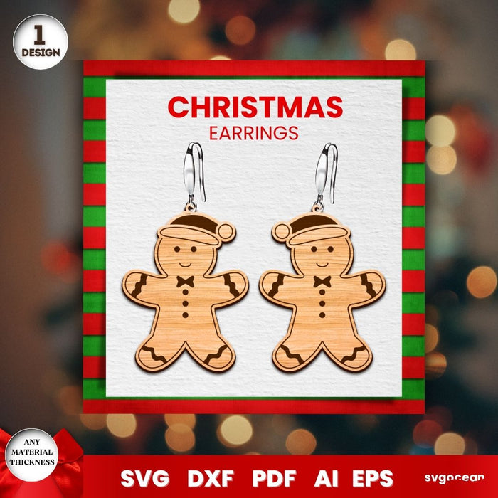 Gingerbread Man Earrings Laser Cut - Svg Ocean