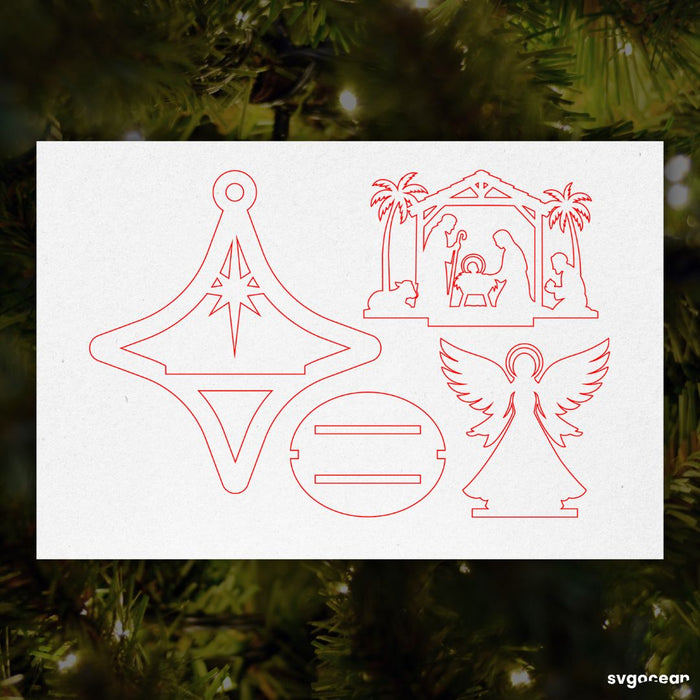 3D Nativity Scene Ornaments Bundle - Svg Ocean