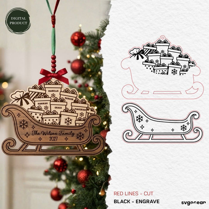 Santa Sleigh Ornaments SVG Bundle - Svg Ocean