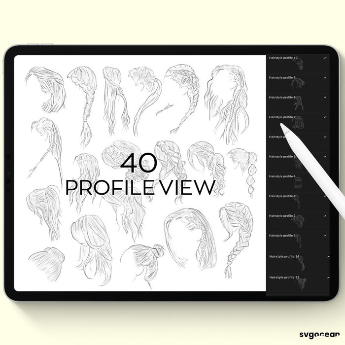 Procreate Hairstyle Stamps & Brushes - Svg Ocean