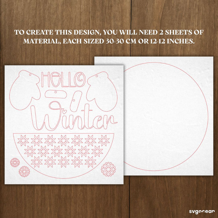 Hello Winter Door Sign Laser Cut - Svg Ocean