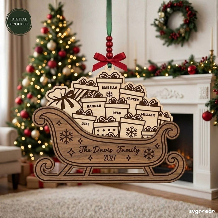 Santa Sleigh Ornaments SVG Bundle