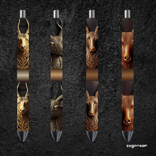 Tooled Leather Deer Pen Wraps Sublimation Bundle - svgocean