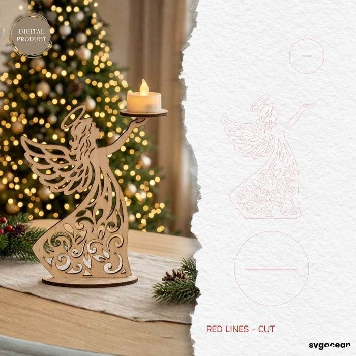 Christmas Angel Candle Holders SVG Bundle - Svg Ocean