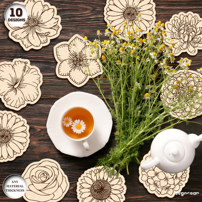 Wooden Coasters Laser Cut Megabundle - Svg Ocean