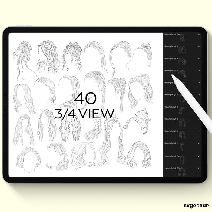 Hairstyles Procreate Stamps - Svg Ocean
