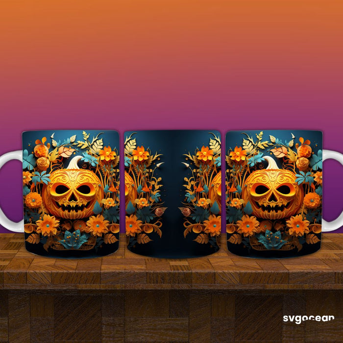 Spooky Pumpkins Halloween Mug Wrap - Svg Ocean 
