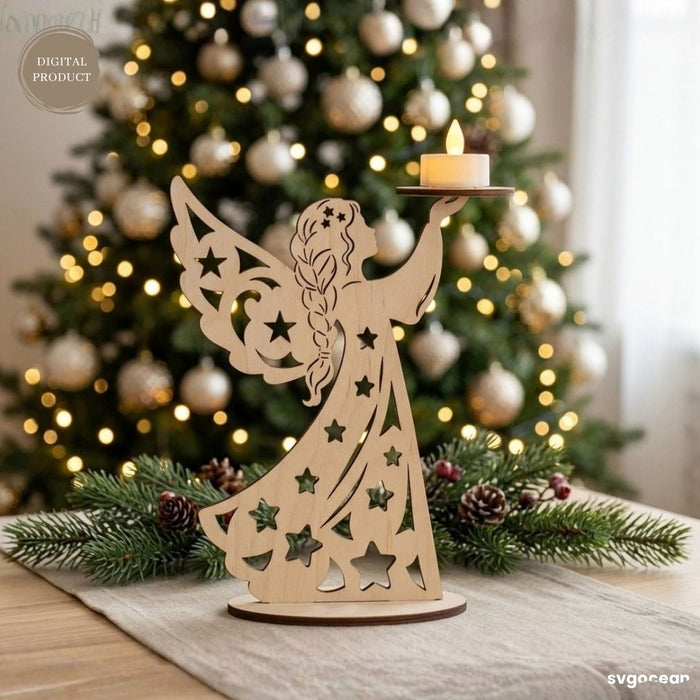 Christmas Angel Candle Holders SVG Bundle - Svg Ocean
