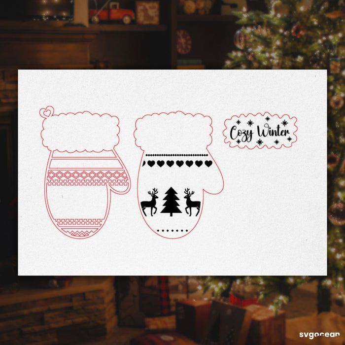 Christmas Mitten Ornaments SVG Bundle - Svg Ocean