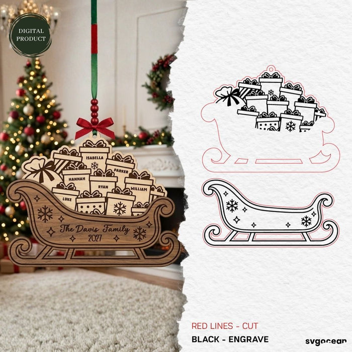 Santa Sleigh Ornaments SVG Bundle - Svg Ocean