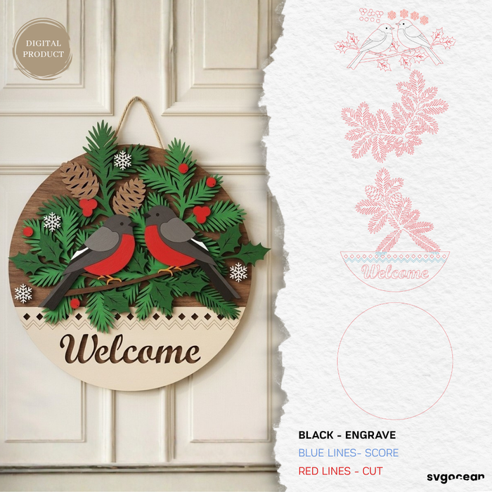 Christmas Welcome Door Hanger SVG Bundle - Svg Ocean