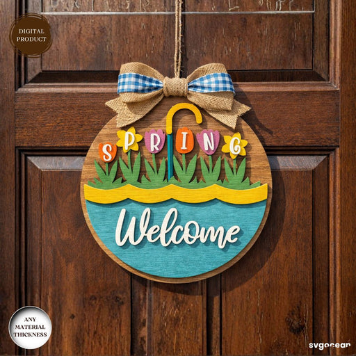 Welcome Spring Door Sign Laser Cut - Svg Ocean