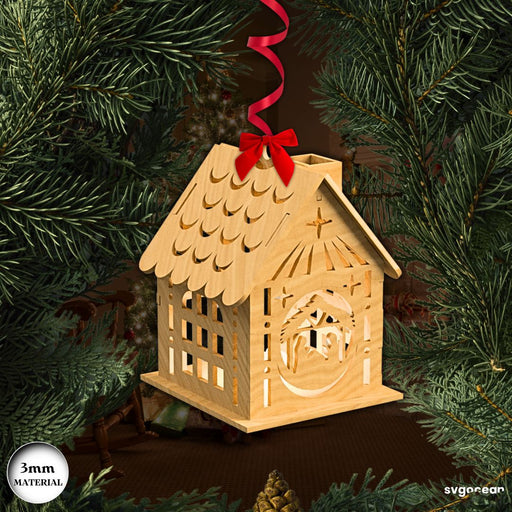 Christmas House Candle Holder SVG - Svg Ocean