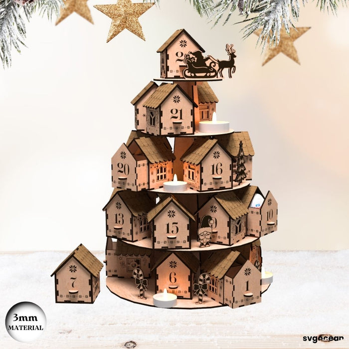 Christmas Advent Calendar Village SVG