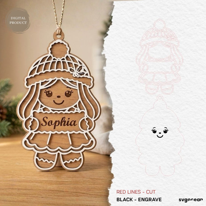 Personalized Gingerbread Ornament SVG Bundle - Svg Ocean