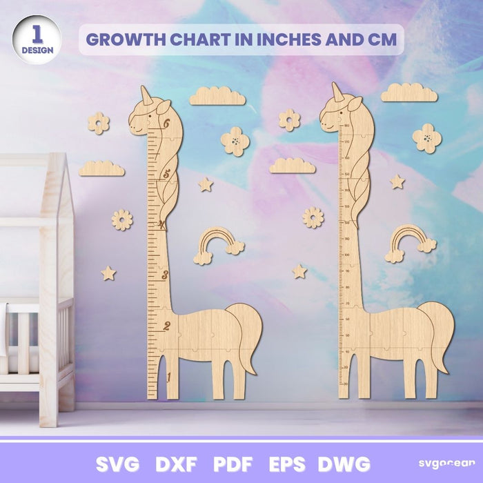 Unicorn Growth Chart Laser Cut - Svg Ocean