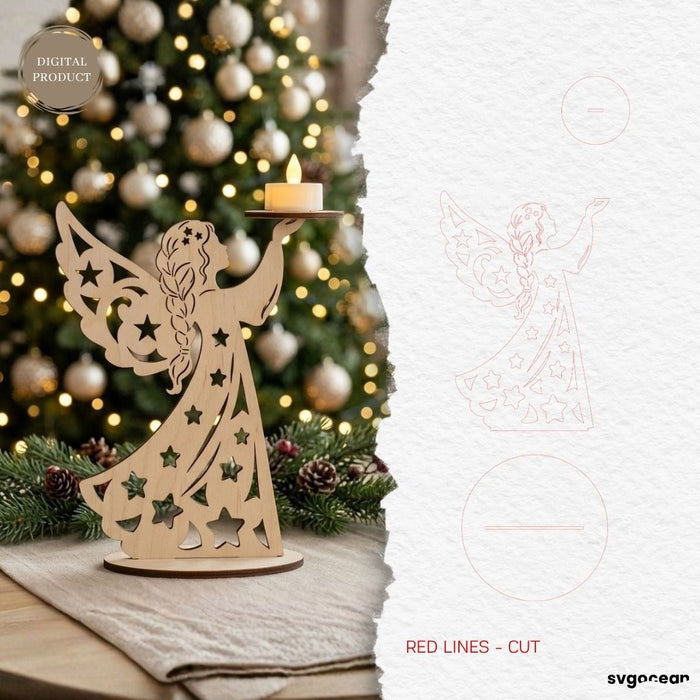 Christmas Angel Candle Holders SVG Bundle - Svg Ocean