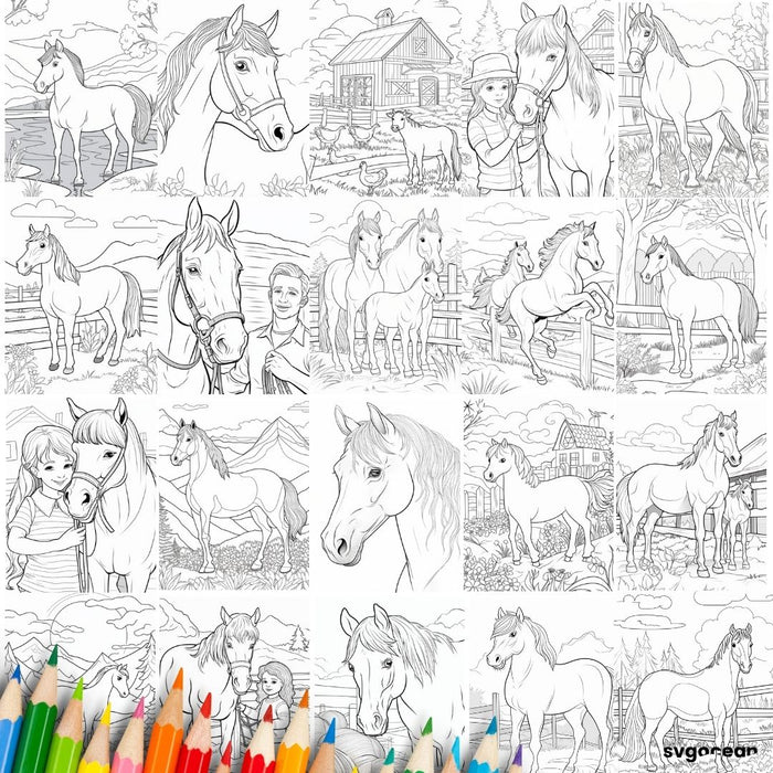 Horses Coloring Book - SVG Ocean