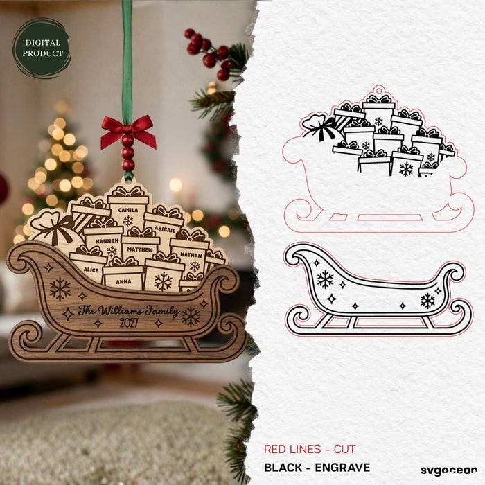 Santa Sleigh Ornaments SVG Bundle - Svg Ocean