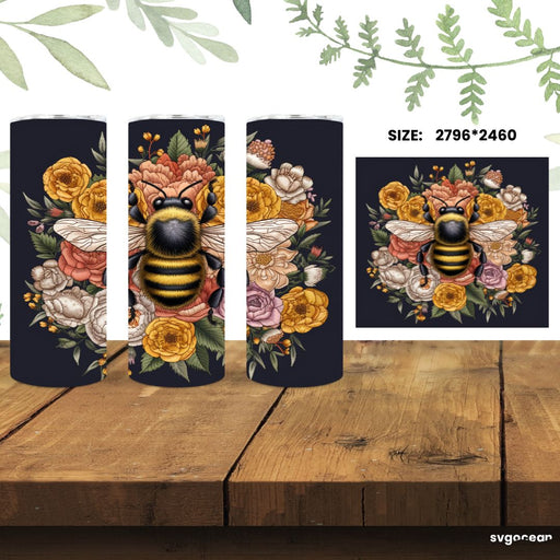 Embroidery Bee Tumbler Wrap Sublimation - svgocean