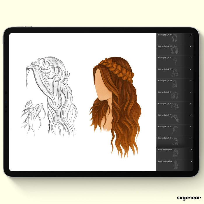 Hairstyles Procreate Stamps - Svg Ocean