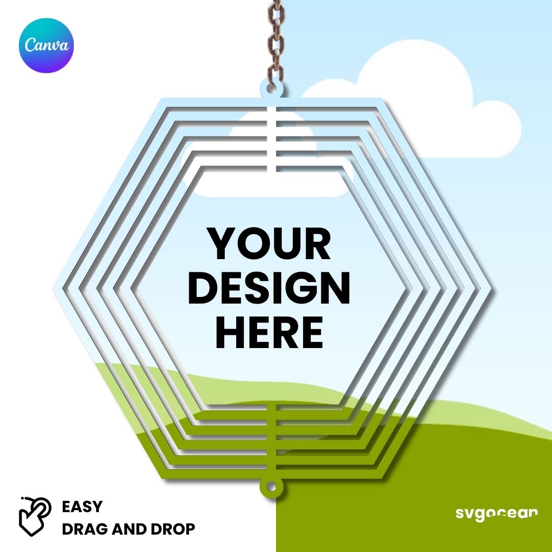 Hexagon Wind Spinner Canva Mockup SVG Ocean — svgocean