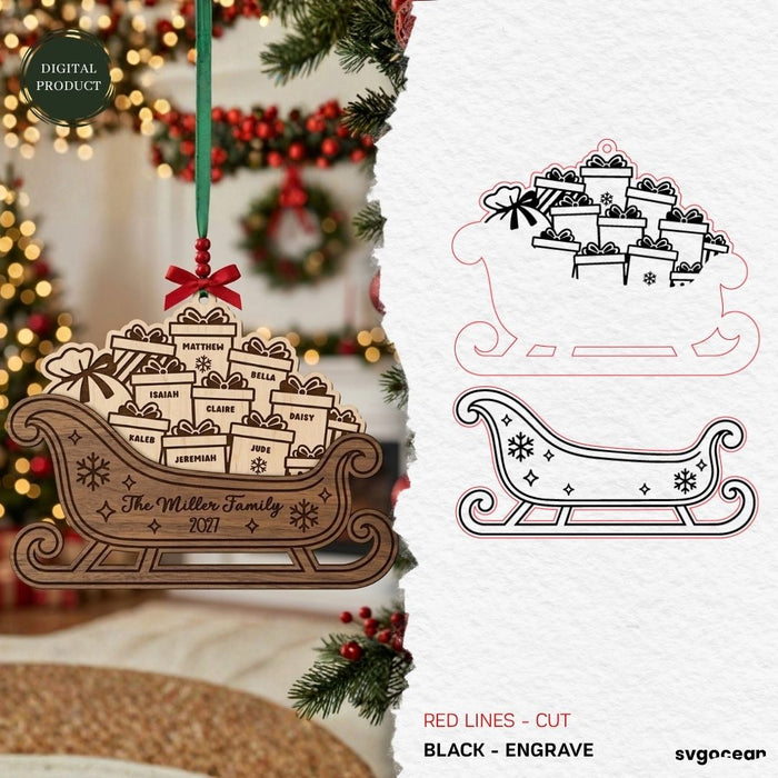 Santa Sleigh Ornaments SVG Bundle - Svg Ocean