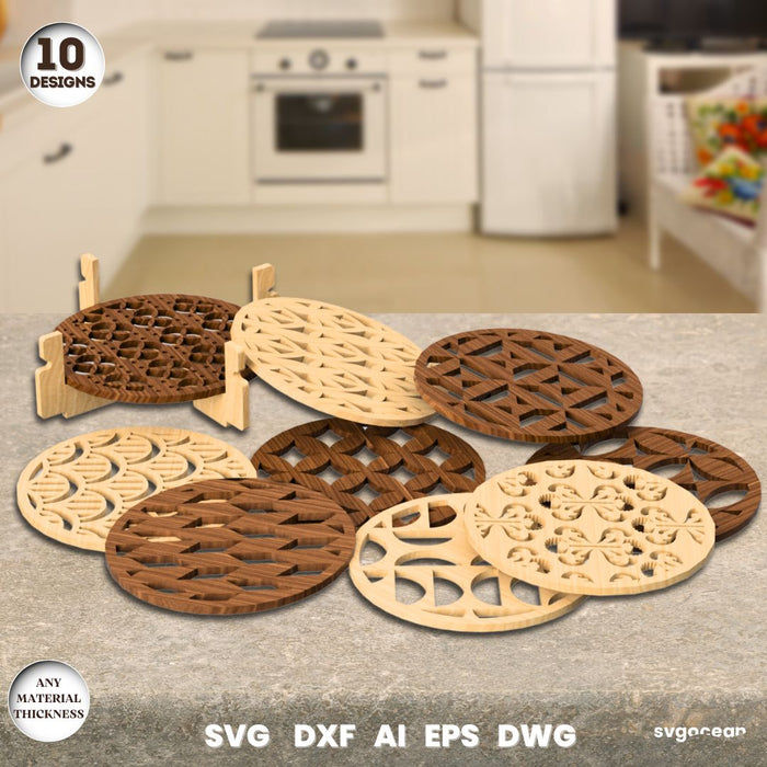 Wooden Coasters Laser Cut Megabundle - Svg Ocean