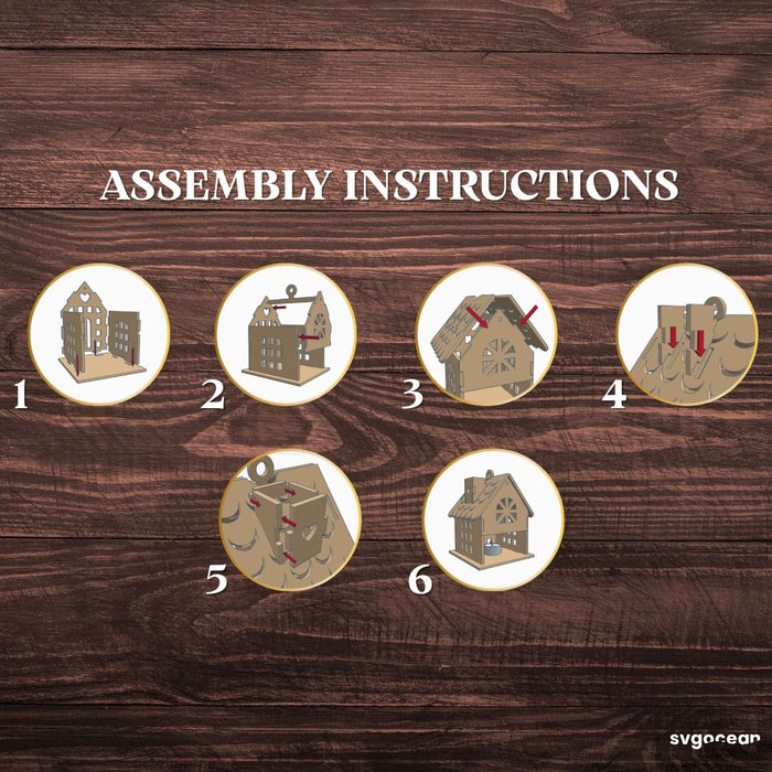 Christmas House Candle Holder SVG - Svg Ocean