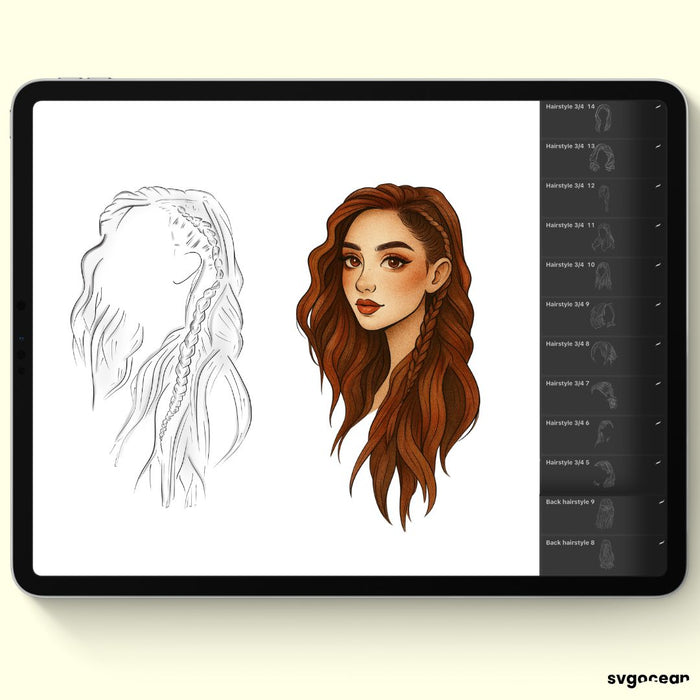 Hairstyles Procreate Stamps - Svg Ocean