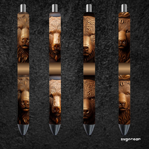 Tooled Leather Bear Pen Wraps Sublimation Bundle - svgocean
