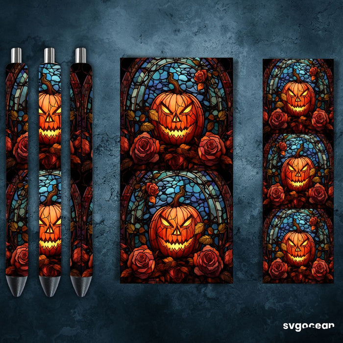 Stained Glass Halloween Pen Wrap - Svg Ocean