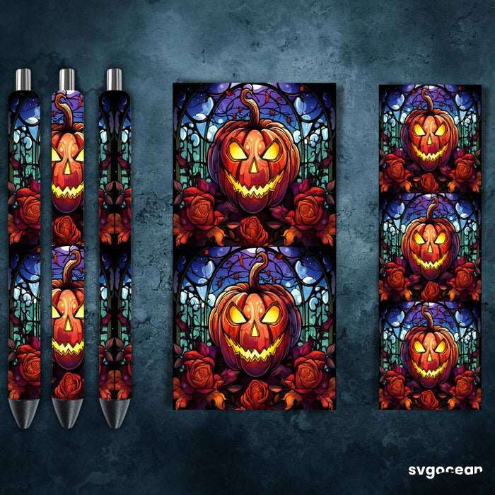 Stained Glass Halloween Pen Wrap - Svg Ocean