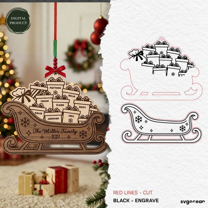 Santa Sleigh Ornaments SVG Bundle - Svg Ocean