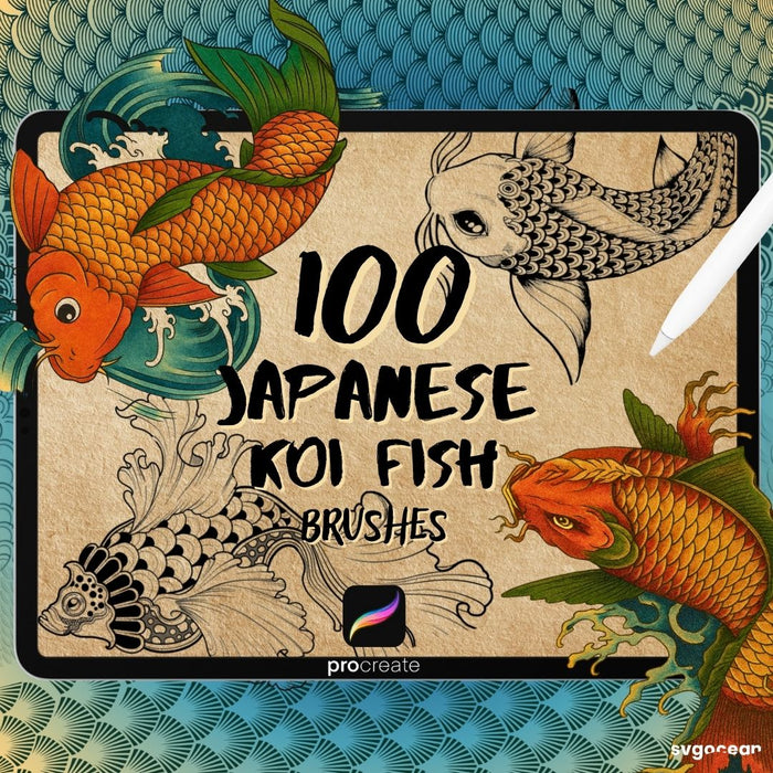 Koi Fish Tattoo Procreate Brushes - Svg Ocean