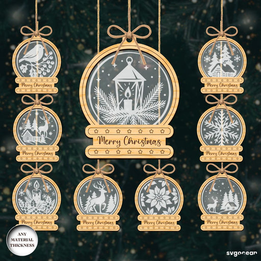 Christmas Snowglobe Ornaments SVG Bundle - Svg Ocean