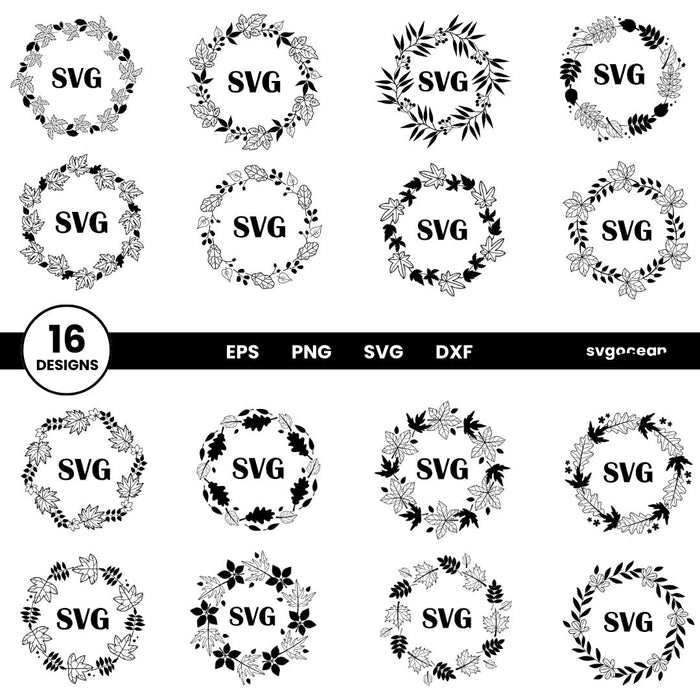 Autumn Wreath Monogram SVG Bundle - SVG Ocean
