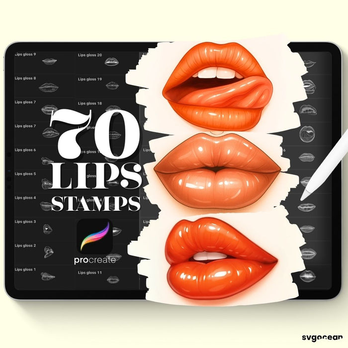 Lips Procreate Stamps - Svg Ocean
