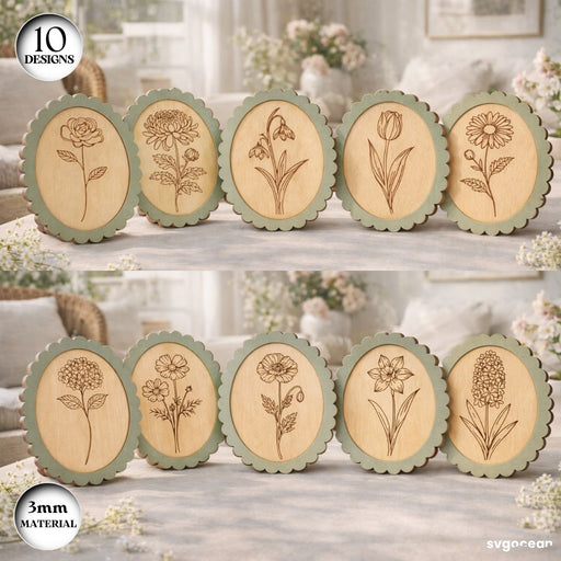 Scalloped Flower Frame SVG Bundle - Svg Ocean